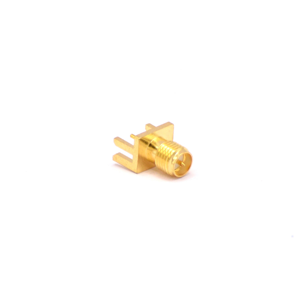 Paradar RP-SMA female PCB edge connector, gold plated, 9.5mm square