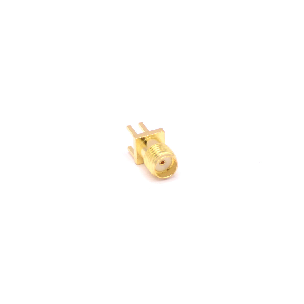 Paradar SMA female PCB edge connector, gold plated, 6.5mm square